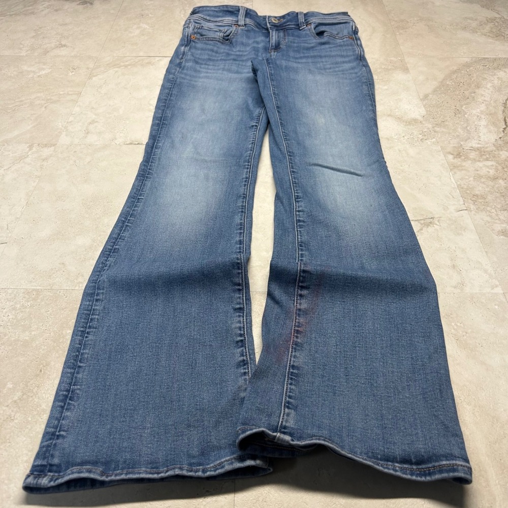 American Eagle Kick Boot Jeans Medium Wash Womens 4 Regular Blue Flare Stretch